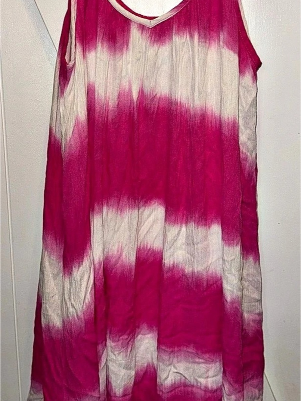Love Stitch Tie-Dye Maxi Dress in Pink & White Like New